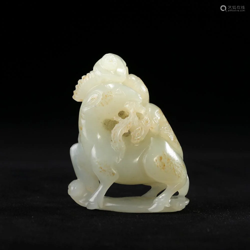 A WHITE JADE 'HORSE AND MONKEY' PENDANT