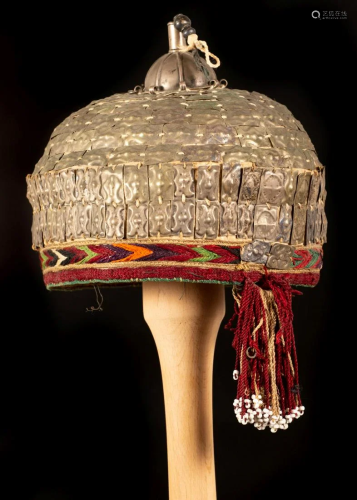 A ceremonial fabric and silver headdress - Turkestan -