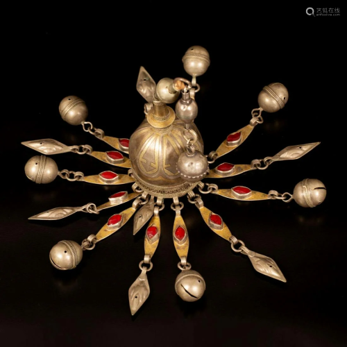 A gilt silver central ornament for a ceremonial