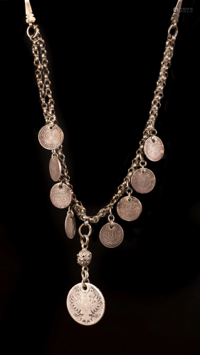 A silver necklace Chin-Chain (Iznaq) - Palestine,