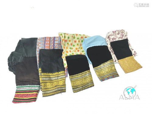 Five pairs of canvas embroidered pants for girls, Yemen