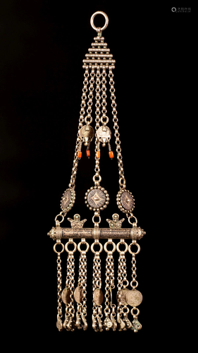 A woman's silver and niello pendant - Dagestan, Russia