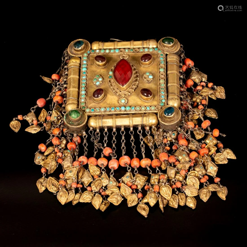 A fine gilt silver headpiece - Uzbekistan - 1880-1900