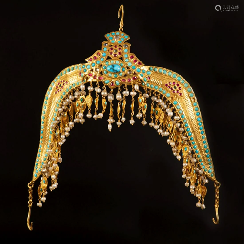 A rare 22K gold Tillya Kosh Diadem, wedding tiara -