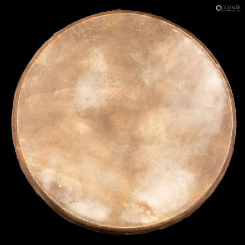 Wood and deerskin Tamborine - Uzbek early 1900's