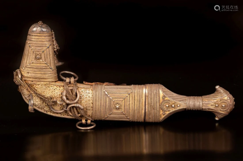 important Islamic gilt silver jambiya dagger - Middle