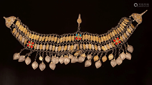 A gilt silver headdress ornament - Uzbekistan /