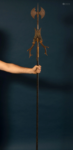 An unusual Halberd spear / battle-axe with two daggers