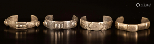 4 Palestinian silver bracelets - early 1900's