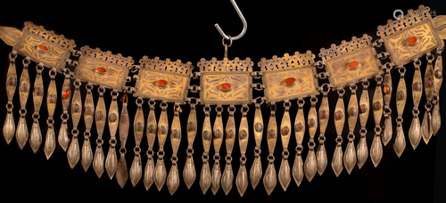 An Antique Gilt Silver Head Jewelry - Turkestan - 1900