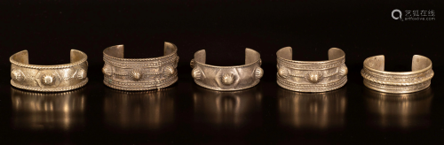 5 Palestinian silver bracelets- early 1900's