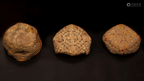A lot of 3 Yarmulkes - various ethnicities - 19th