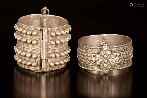 two Palestinian silver bracelets - early 1900's