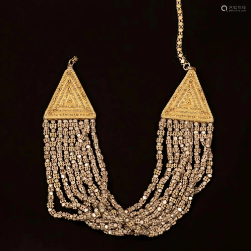 Silver and gilt silver necklace (Ma'anakeh) - Yemen