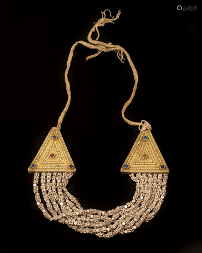 Silver and gilt silver necklace (Ma'anakeh) - Yemen