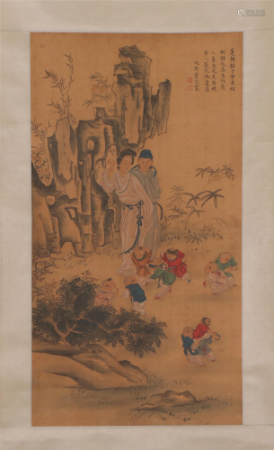 A CHINESE PAINTING DEPICTING CHILDREN-AT-PLAY