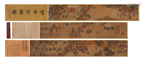 A CHINESE PAINTING DEPICTING ENTERTAINMENTS IN THE