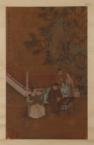 A CHINESE PAINTING OF FIGURES STORY