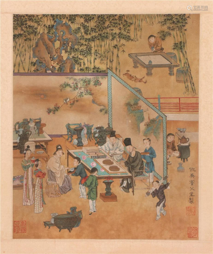 A CHINESE PAINTING OF FIGURES STORY