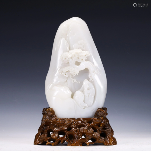 A CHINESE JADE LANDSCAPE-AND-FIGURES DECORATION