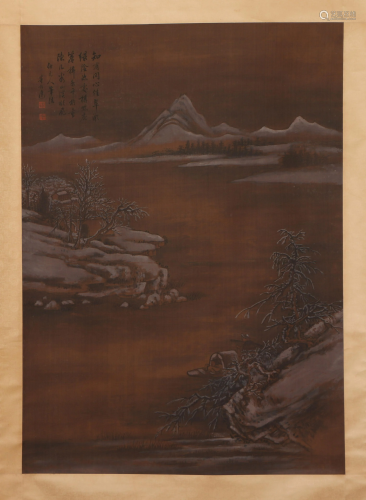 A CHINESE PAINTING DEPICTING SNOW-COVERED SCENERY