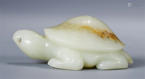 A CHINESE JADE CARVED TURTLE