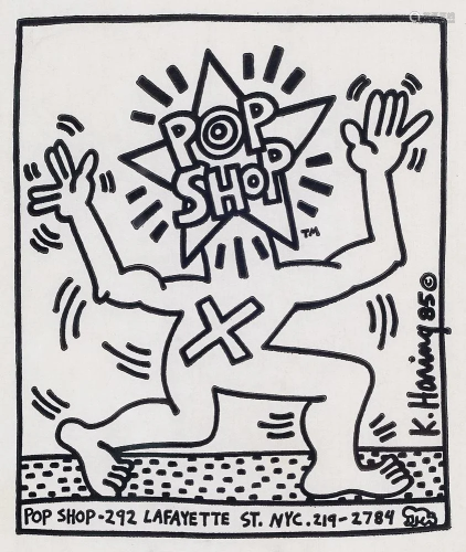 Haring, Keith Pop Shop Paper Bag. 1985. Bedruckte