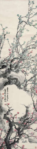 吴待秋（1878～1949） 双色梅花 立轴 设色纸本