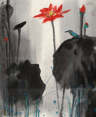 杨明义（b.1943） 雨后新莲 镜心 设色纸本