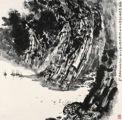 宋文治（1919～1999） 蜀江晓泊 镜心 水墨纸本