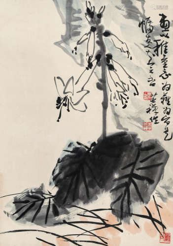 李苦禅（1899～1983） 玉簪花 立轴 设色纸本