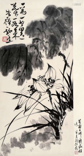 李苦禅（1899～1983） 墨荷 镜心 水墨纸本