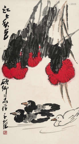 崔子范（1915～2011） 江上秋色 立轴 设色纸本