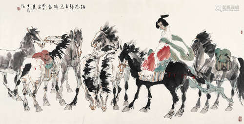 刘大为（b.1945） 踏花归去马蹄香 镜心 设色纸本