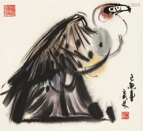 韩美林（b.1936） 高瞻远瞩 镜心 设色纸本