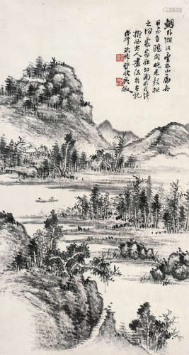 吴待秋（1878～1949） 烟波扁舟 立轴 水墨纸本
