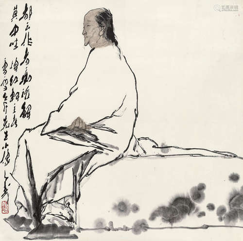 王子武（b.1936） 曹雪芹像 立轴 设色纸本