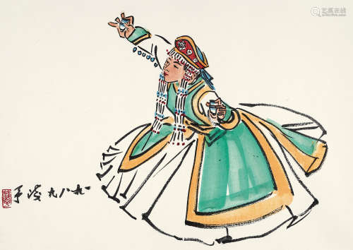 叶浅予（1907～1995） 舞蹈人物 镜心 设色纸本