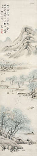 汤贻芬（1778～1853） 秋江放艇 立轴 设色纸本