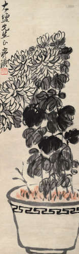 齐白石（1864～1957） 盆菊 镜心 设色纸本