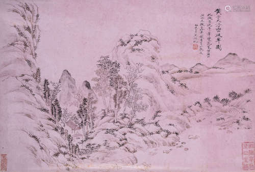 吴湖帆（1894～1968） 拟黄子久浮峦暖翠图 立轴 设色蜡笺