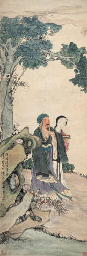 徐菊庵（1890～1964） 桐荫高仕 立轴 设色纸本