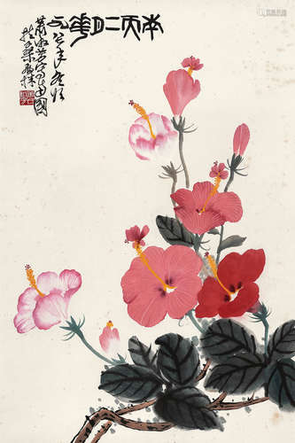 萧淑芳（1911～2005） 南天二月花 镜心 设色纸本