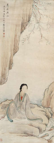 胡锡珪（1839～1883） 桃花流水 立轴 设色纸本