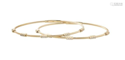 Two Diamond Bangle Bracelets