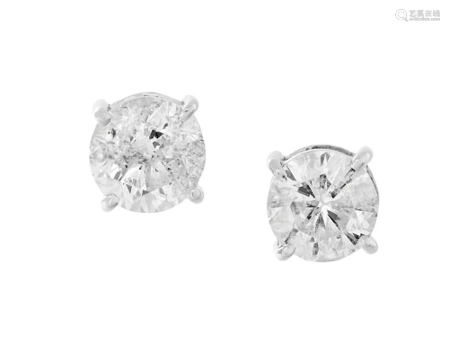 Pair of Diamond Stud Earrings