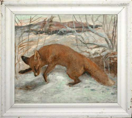 Winter Fox Oil Painting