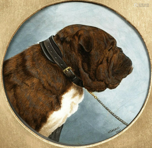 British Bulldog Dog Oil Painting