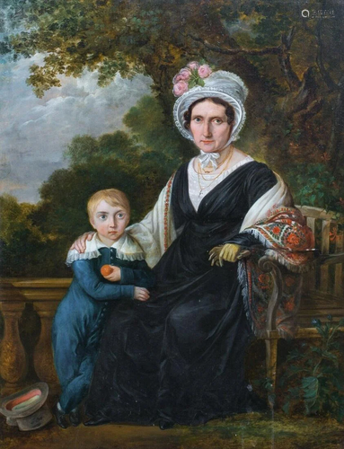 Portrait Of A Lady & Boy Oil Painting