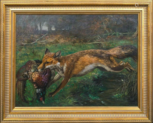 Fox & Pheasant Oil Painting